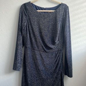 Glittery navy blue midi dress